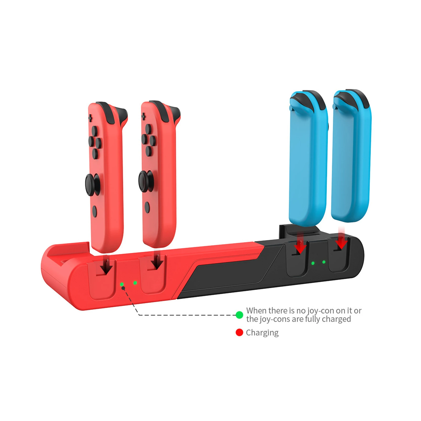 

6 In 1 Multifunctional Game Handle Charging Dock Charging Indicating Switch Handle Charging Base Four Charging Slots Switch Game