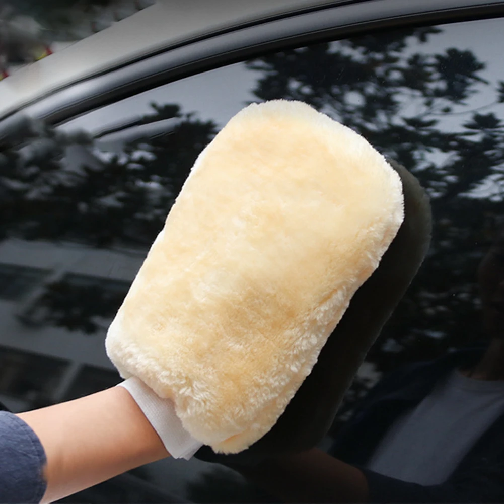 

3pcs Artificial Wool Vehicle Car Wash Glove Waterproof Polishing Mitt Soft Thickened Professional Cleaning Supplies Double Sided