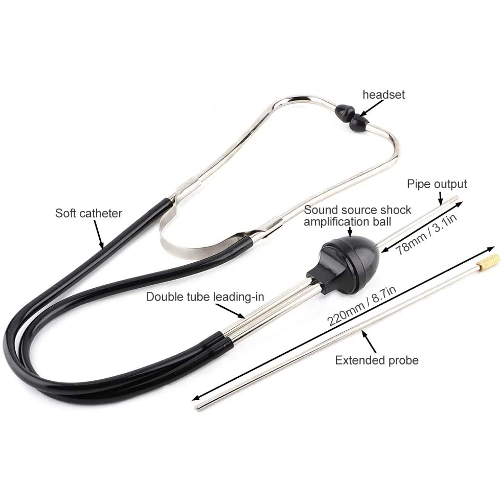 

Chromed-steel Car Abnormal Sound Diagnostic Device Mechanics Cylinder Stethoscope Automotive Hearing Tools Anti-shocked Durable