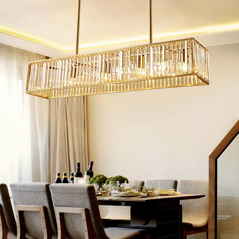 

American Modern Copper Lustre E14 Led Pendant Lights Dining Room K9 Crystal Led Luminarias Lamparas Rod Hanging Lamp Fixtures