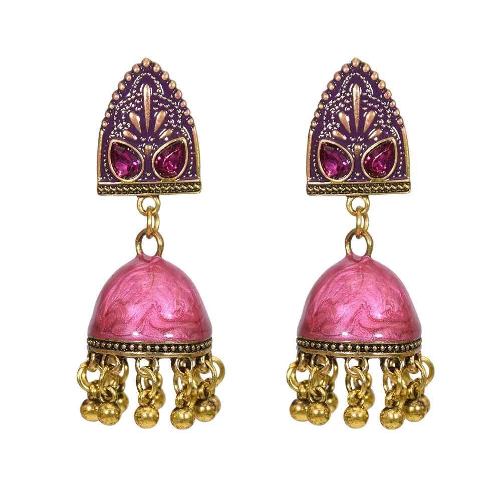

Vintage Ethnic Jewelry Indian Jhumka Small Bell Tassel Earrings Antique Ethnic Multi Color Drop Earrings Brincos Gypsy Jewelry