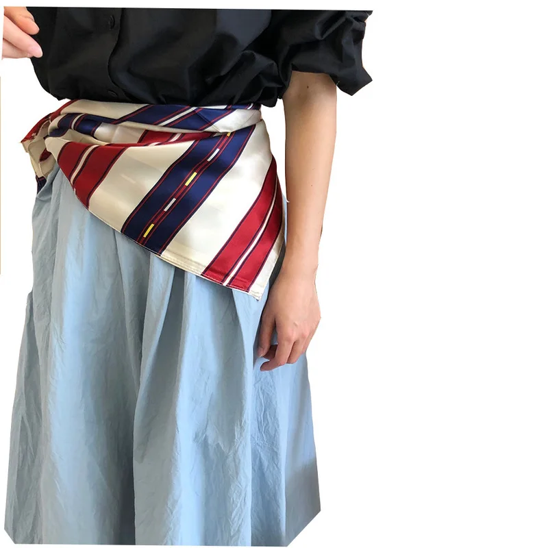 

New 2020 Direct Selling Stripe Winter Scarf Hijab 100% Mulberry Silk Small Square Scarves Fashionable Female Bandana Foulard