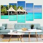 Картины на холсте для домашнего декора, настенные картины для гостиной, 5 шт., изображения Мальдивских Островов, пальм, принты, плакаты для пляжа и моря
