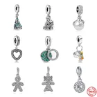 100% серебряный замок с жемчугом 925 пробы, подвеска в виде яблока для мальчиков и девочек, подвесные бусины, подходят для оригинальных браслетов Pandora с подвесками, женские Украшения сделай сам