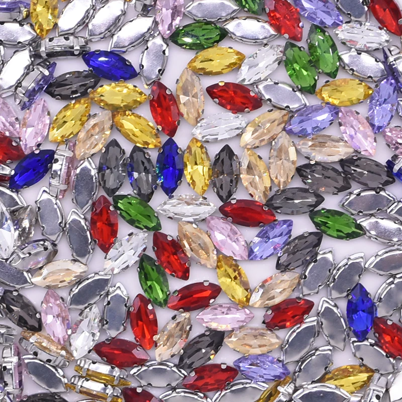 50 шт./лот стеклянные стразы конский глаз в форме листа/каплевидной формы