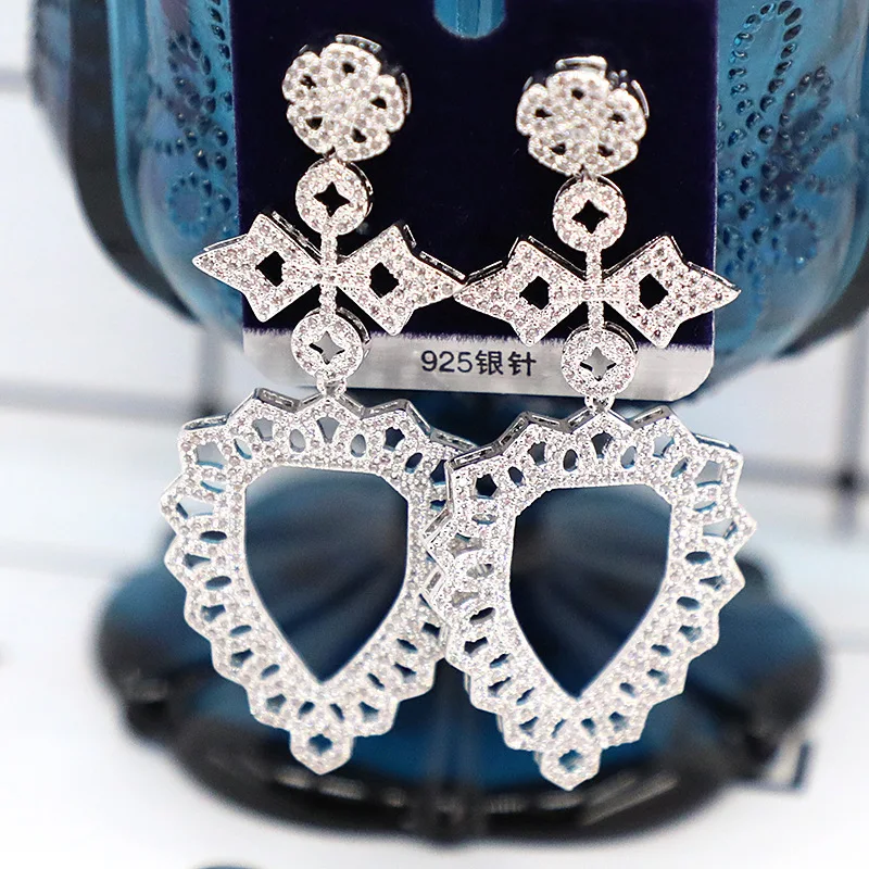 

Cross shield micro inlaid large earrings 210317-38