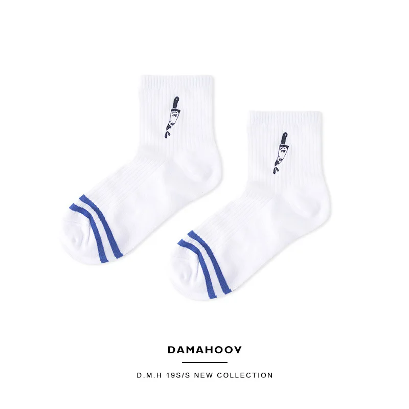 

Sock Women Solid Striped Woman Socks Creative Casual Ladies Sox Cartoon Print Cotton Spring Autumn Trendy Embroidery Calcetines