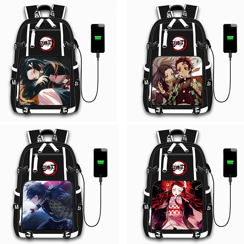 

Anime Demon Slayer:Kimetsu no Yaiba Pattern Schoolbag USB Charging Port Travel Book Bag Backpack for Students Girls Boys 2021