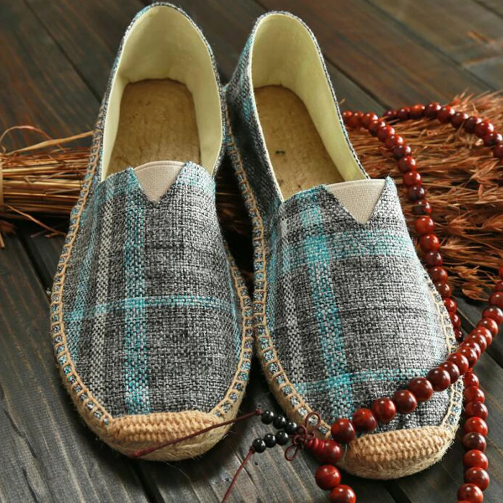 NEW Male nationa style Breathable Lace up casual Canvas Hemp Insole Fisherman Light Shoes Men Espadrille Flats II-13Z | Обувь