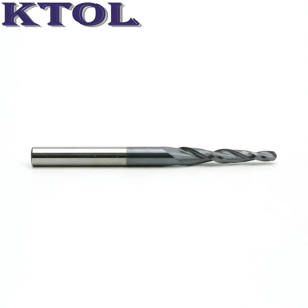 Индивидуальные 5 шт. R1.0 HRC55 конусные шариковые носовые фрезы карбидные из