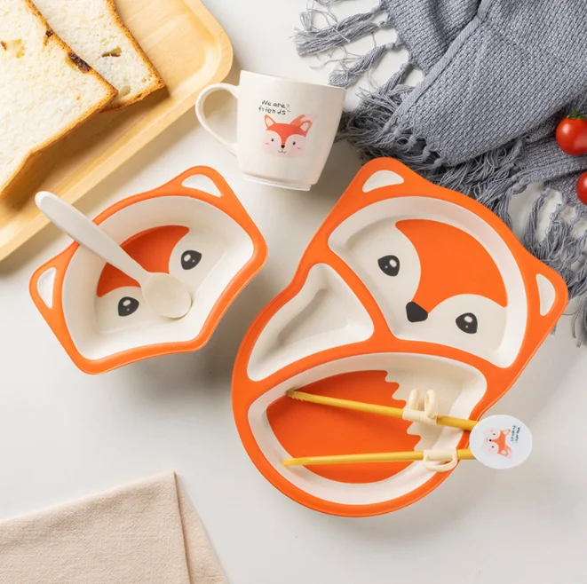 5 шт./компл. Экологичные бамбуковые волокна Детские тарелки посуда для детей