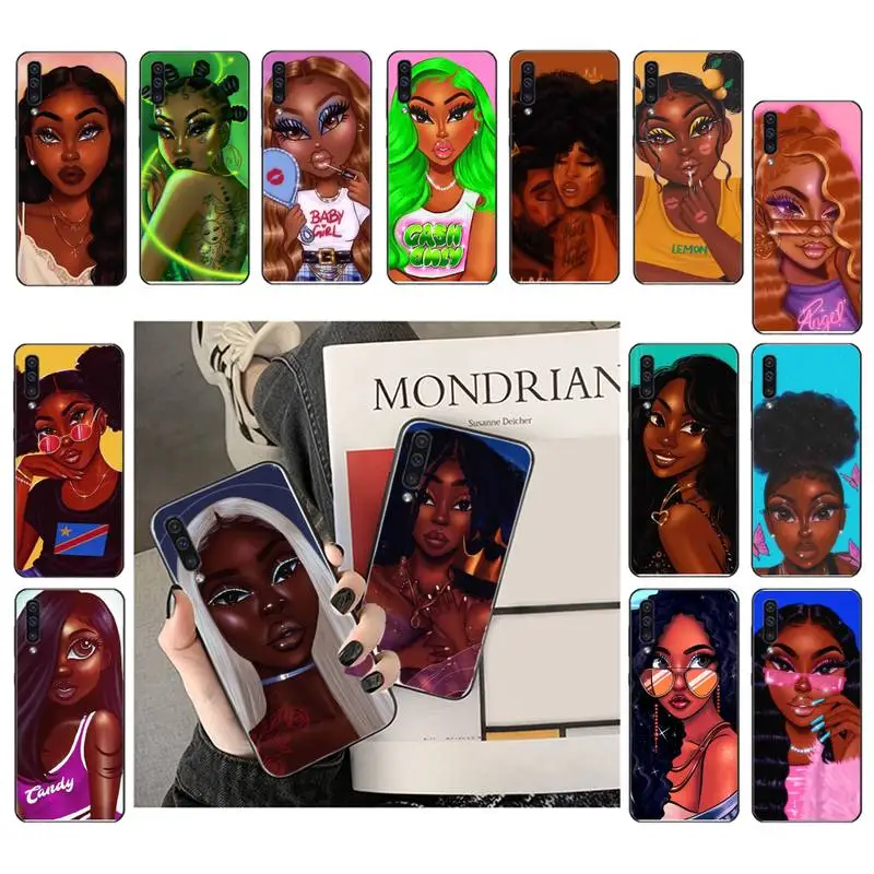 Черный чехол для телефона девочек MELANIN POPPIN Samsung A72 A52 A32 A41 A31 A50 A11 A12 A02 M31 A51 A70 A71 A21S A30