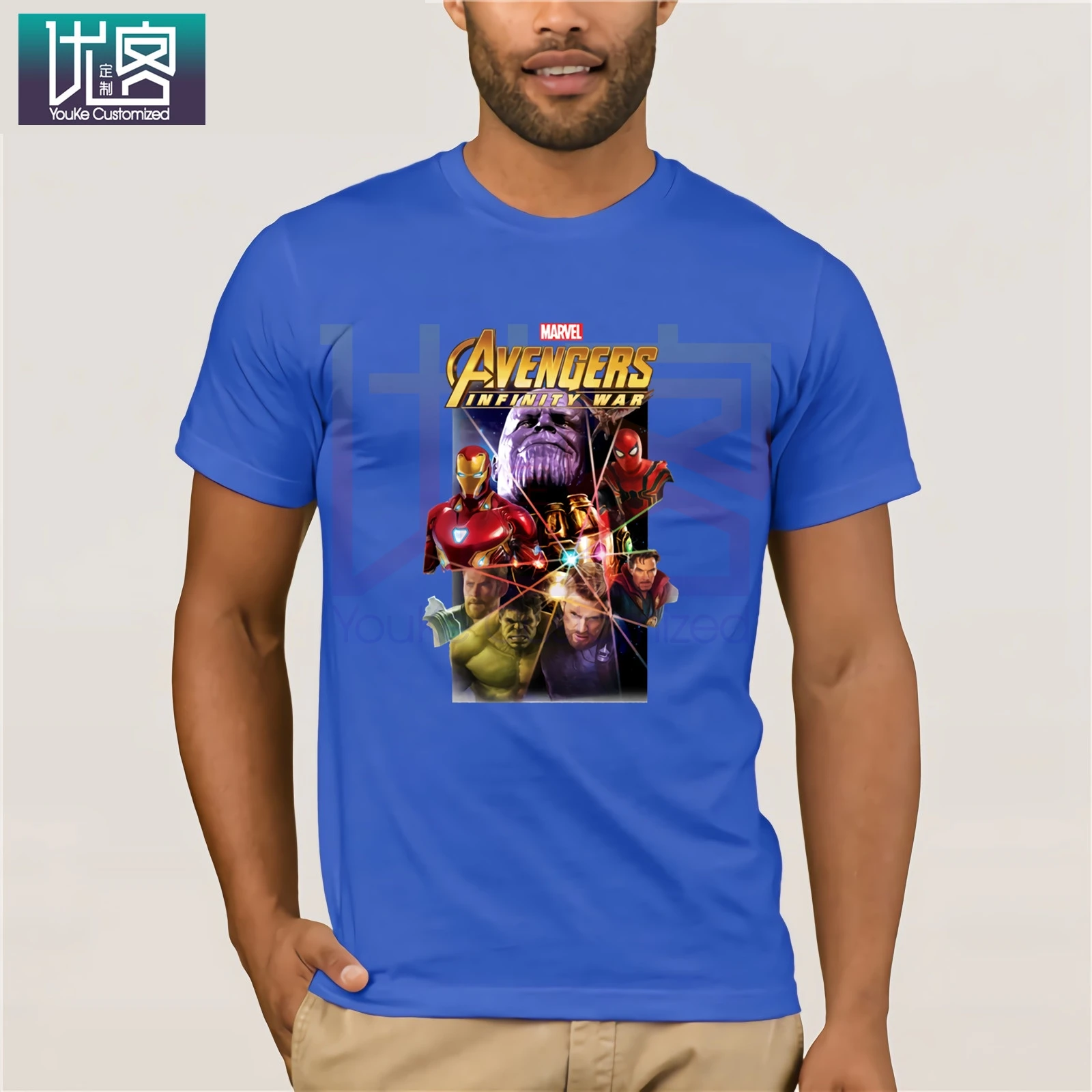 Мужская футболка с круглым воротником из чистого хлопка Infinity War Thanos лидер продаж