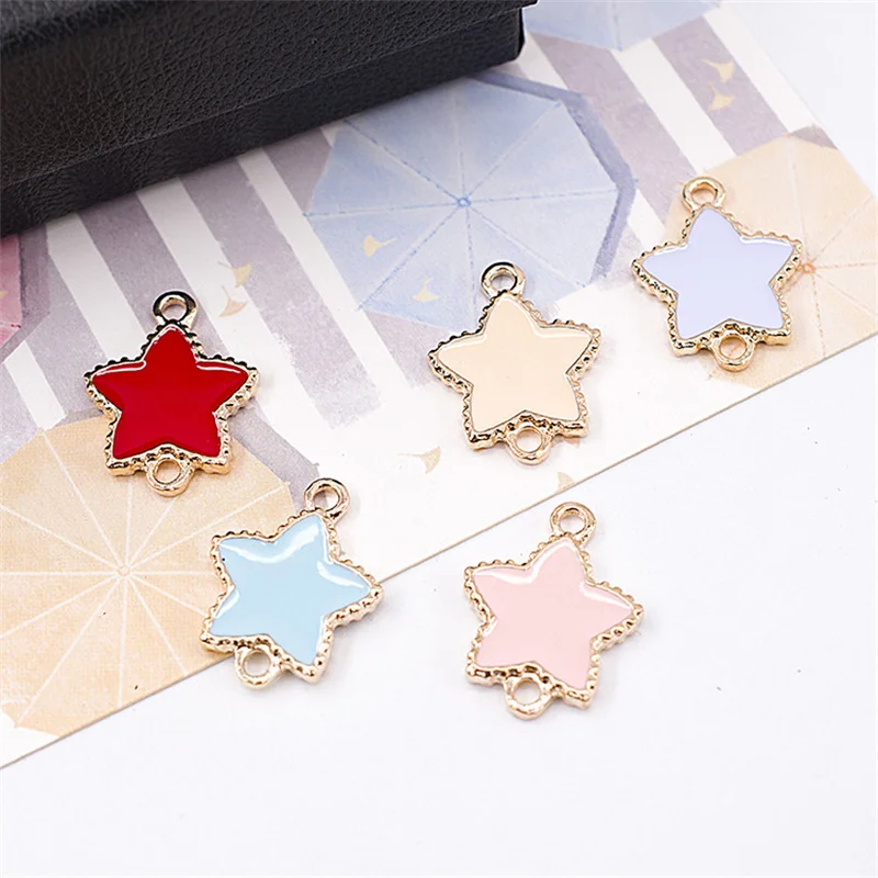 

10pcs Korean Cute Cartoon Double-Hung Star Charms DIY Handmade Necklace Earring Bracelet Jewelry Making Accessories Findings