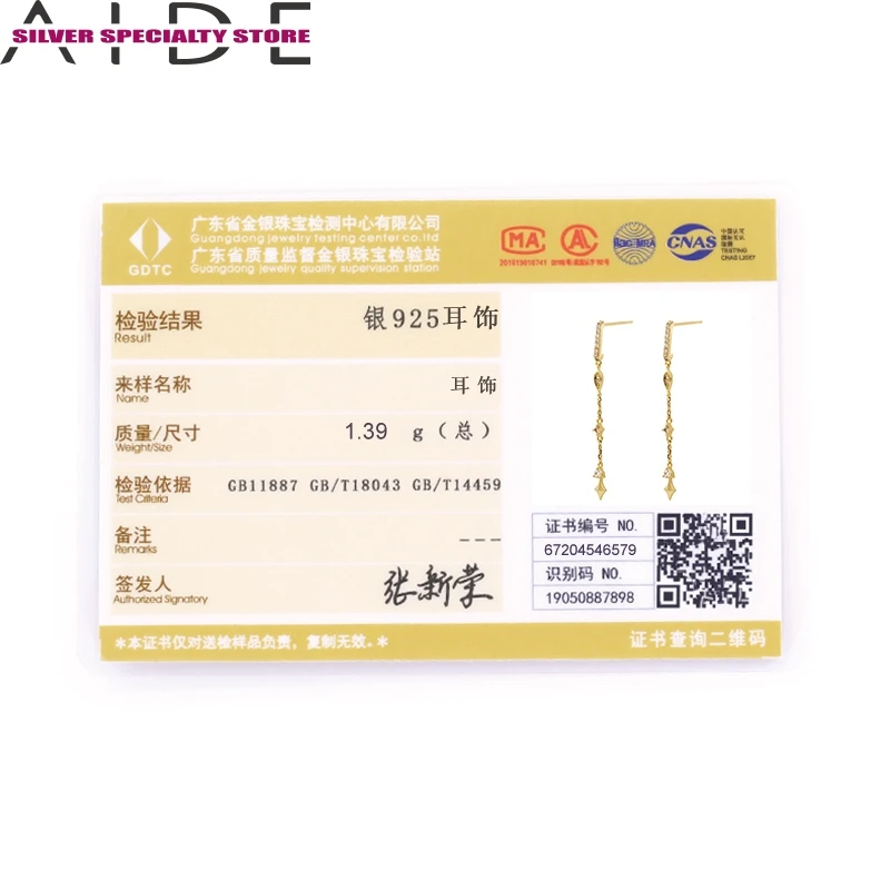 

AIDE 925 Sterling Silver Earrings For Women 2020 Zircon Piercing Chain Stud Earring Fine Jewelry Pendientes Aretes Girls Gifts