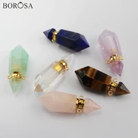 borosa new natural stones necklace pendant hexagon amethysts perfume bottle pendant connectors diffuser pendant jewelrry g1942