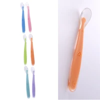 baby silicone spoon candy color temperature sensing spoon children food feeder appliance baby feeding tools soft spoons 12pcs