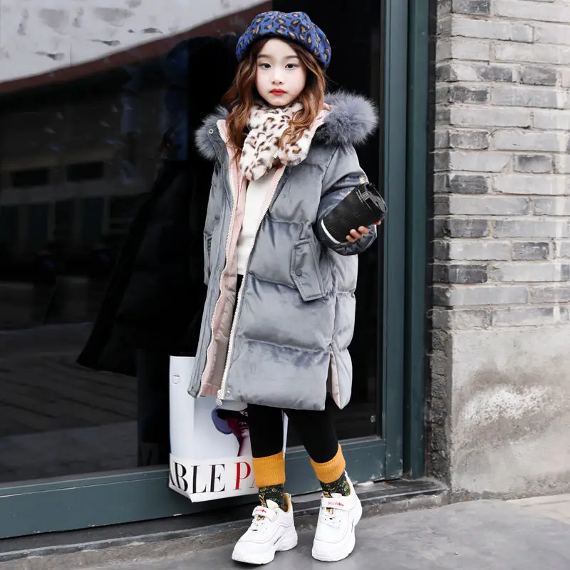 2020 Winter New Fashion Children Jacket Outerwear Girls Warm Cotton Padded Hooded Coat Teenage Parka Kids Thick Outerwear W582