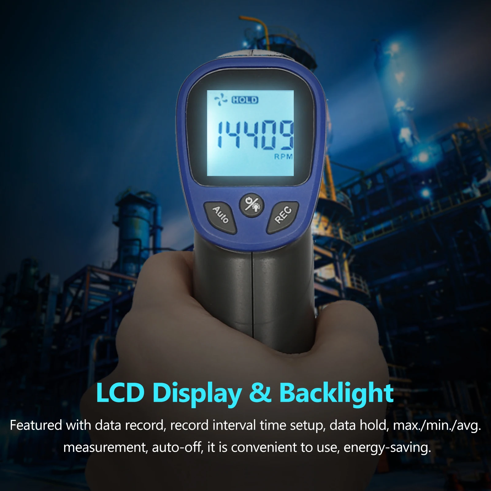 

KKmoon Digital Tachometer Non-Contact Laser Tachometer Handheld RPM Meter Speedmeter with Backlit LCD for Motor Machine Lathe
