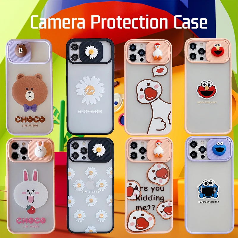 

Cute Cartoons Camera Protection Phone Case for IPhone 11 12 Pro Max Mini 7 8Plus XR X XS MAX Fireworks Literary Ins Cover Fundas
