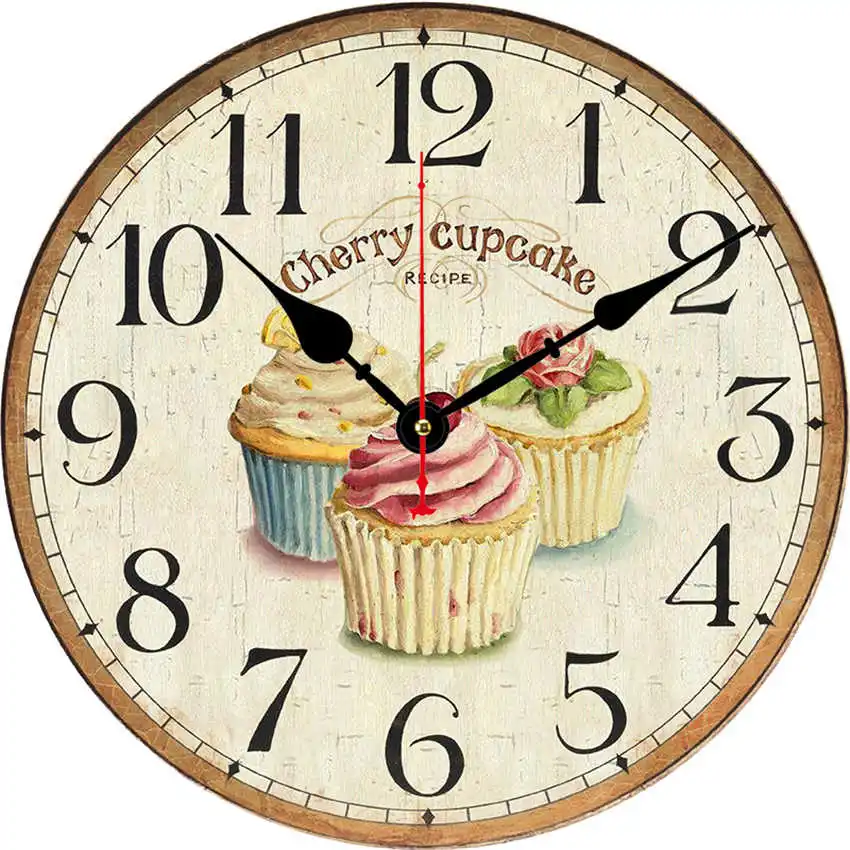 Cake Clock O Цветочные антикварные настенные часы, настенные часы в винтажном стиле, большие часы настенные, круглые Horloge, ретро деревенские декоративные - Цвет: Cake Clock O