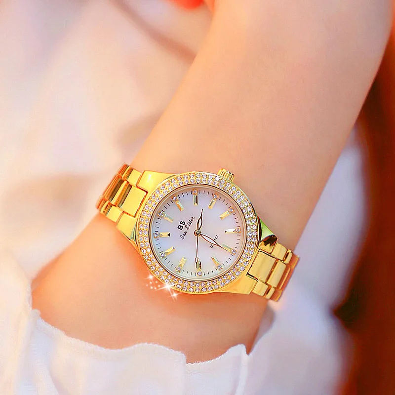 Gold Silver Quartz Wristwatch Women Clock Fashion Waterproof Stainless Steel Full Diamond Watches Women Clock Relogios Feminino images - 6