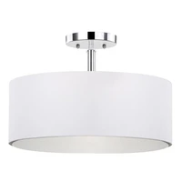 3 light semi flush mount contemporary bronze finished ceiling light with white linen fabric shade