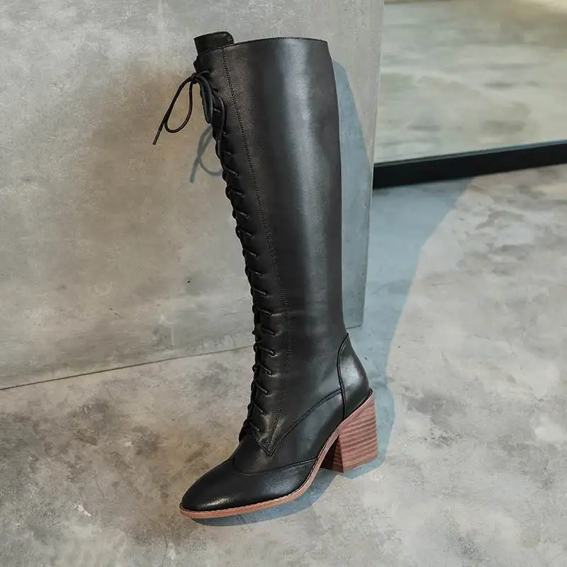 Ботинки krazing pot из коровьей кожи с перекрестной шнуровкой дизайнерские высокие