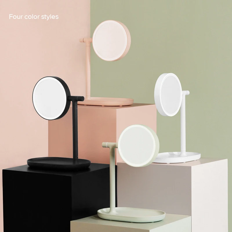 

LED cosmetic mirror double-sided circular 270 degree rotating desktop cosmetic mirror with storage function USB charging