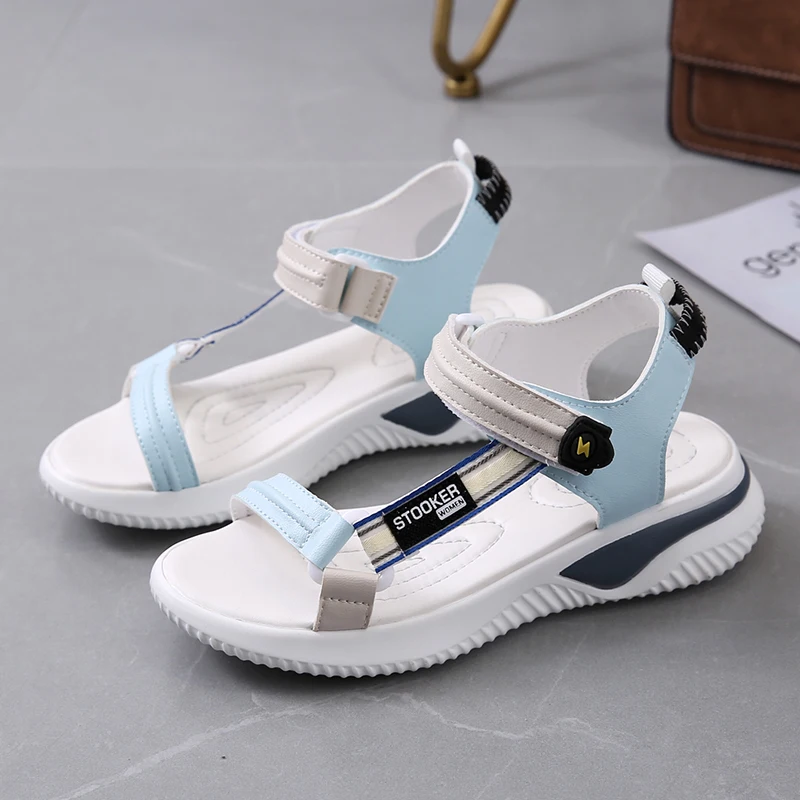 

2022 Women's Shoes Outdoor Sports Sandals Summer Flat Harajuku Roman Couple Beach Shoes Microfiber Shoes Zapatos De Mujer