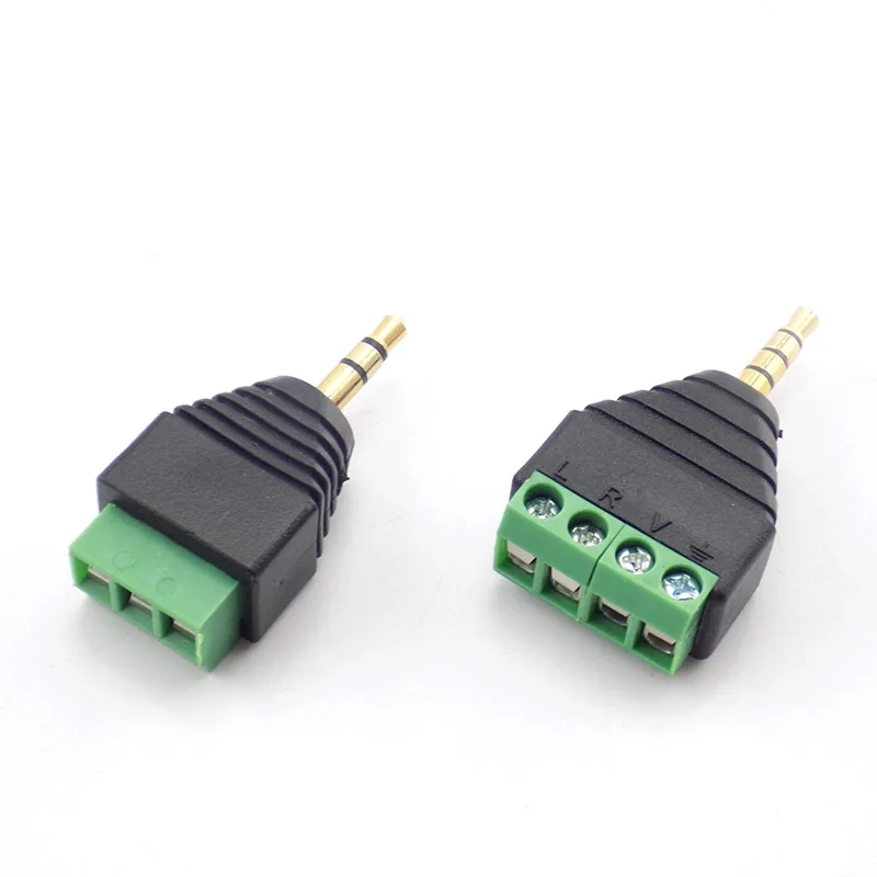 Видео AV балун терминалы 3 5 мм стерео разъем 3/4 полюс Мужской конвертер адаптер DIY