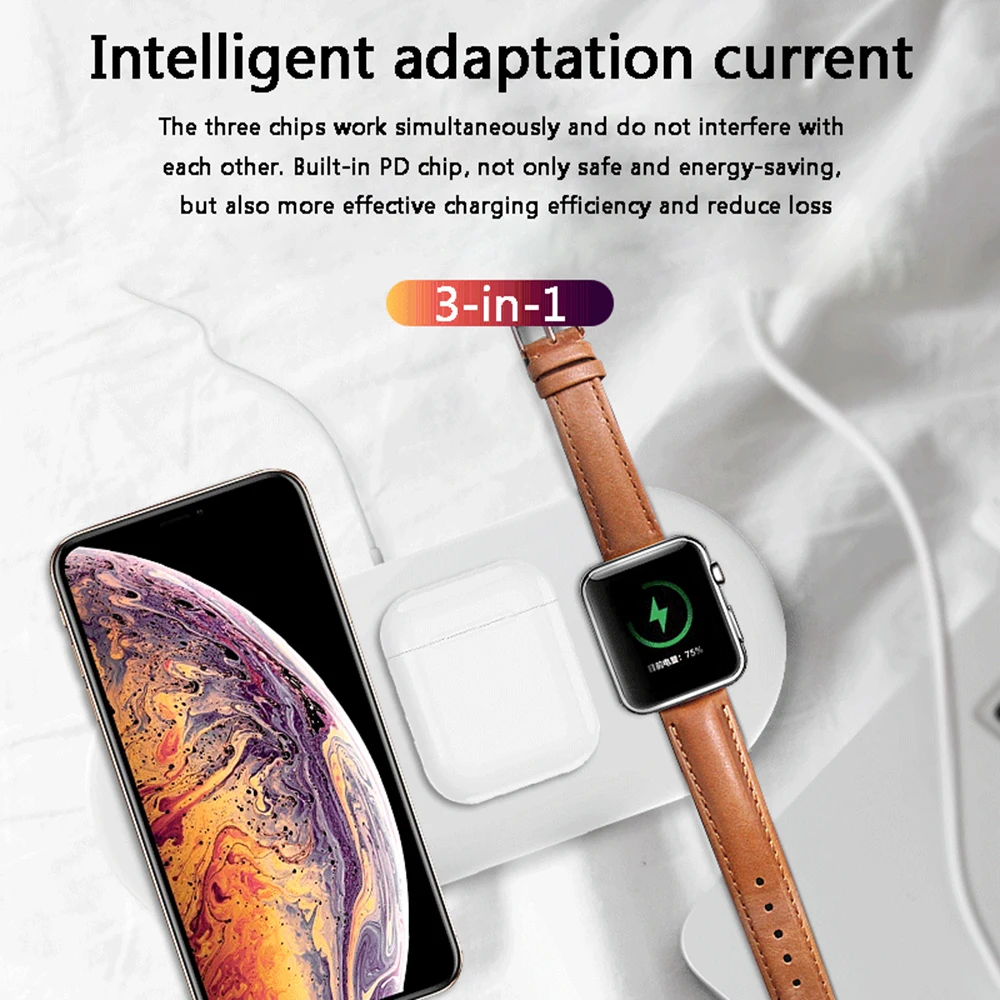 Беспроводное зарядное устройство 3 в 1 10 Вт быстрая зарядка для Samsung S10 S9 Note 9