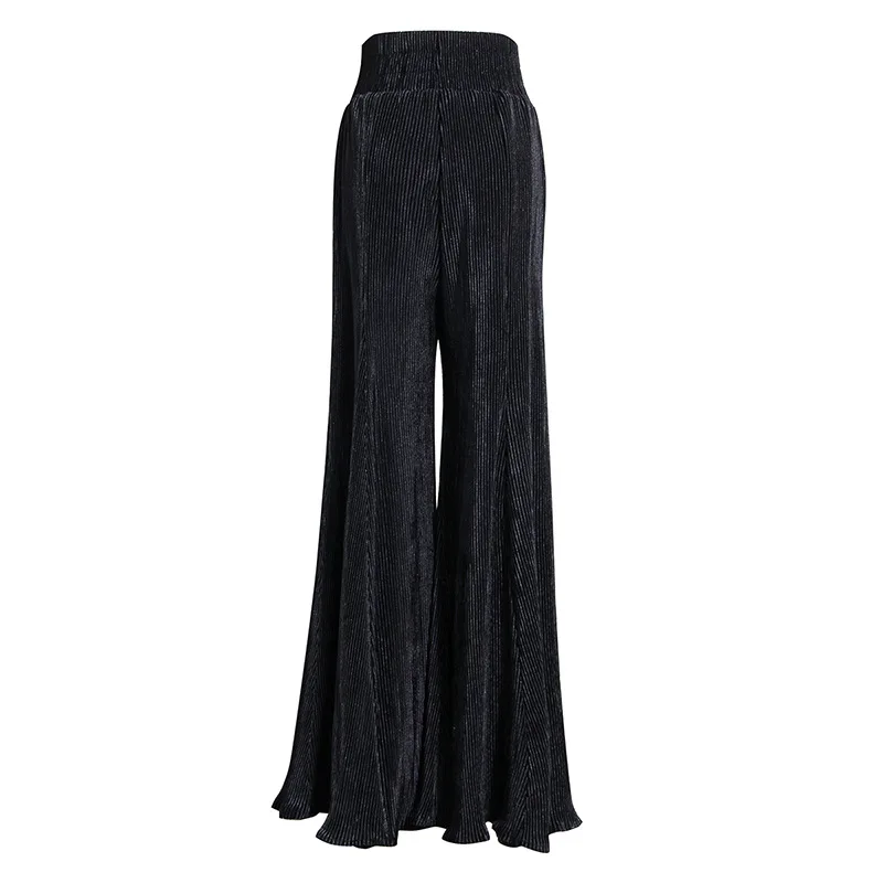 OMIKRON New Wide Leg Pants Women 2019 Autumn Pleuche Palazzo High Waist Casual Loose Full Length Outerwear Trousers |