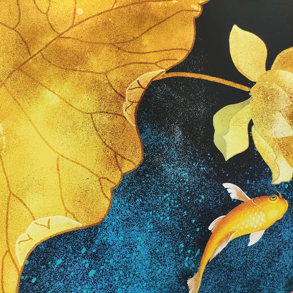 Абстрактная Картина на холсте кои настенное искусство фэншуй плакаты и принты