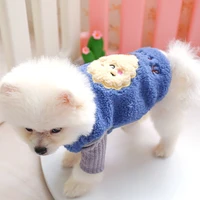 cute cartoons printed warm fleece pet teddy dog coat vest puppy dog cat soft velvet jacket for french bulldog yorkies chihuahua