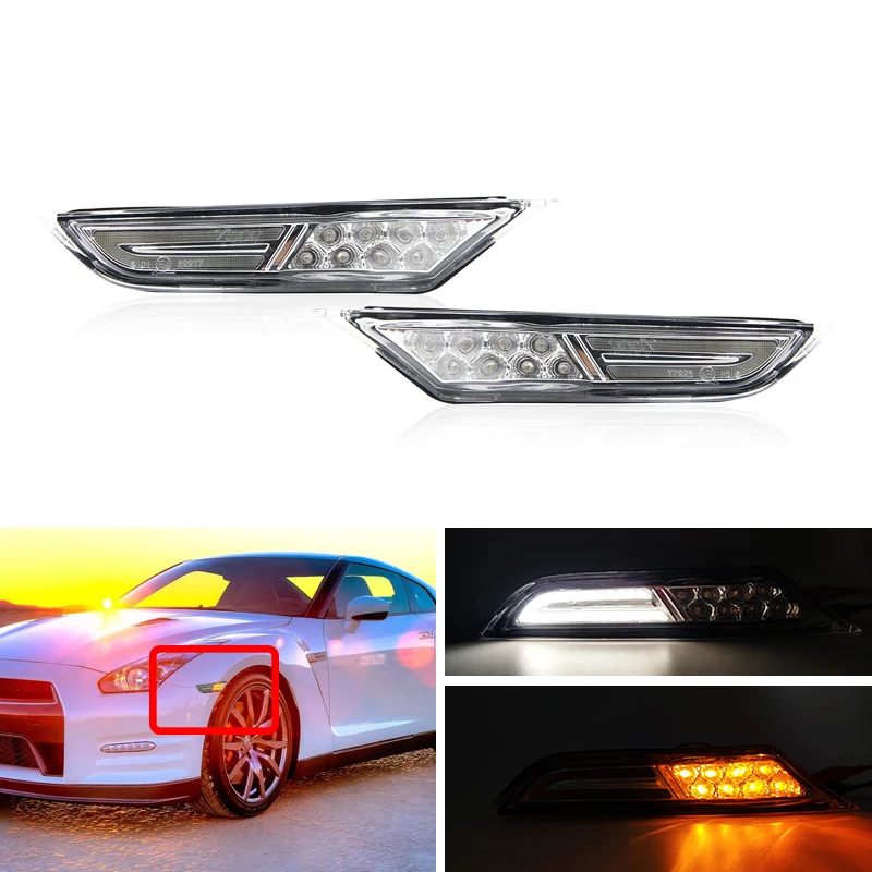 2x подходит для Nissan GT R R35 2007 2017 горки белые светодиодные дневные ходовые огни бега