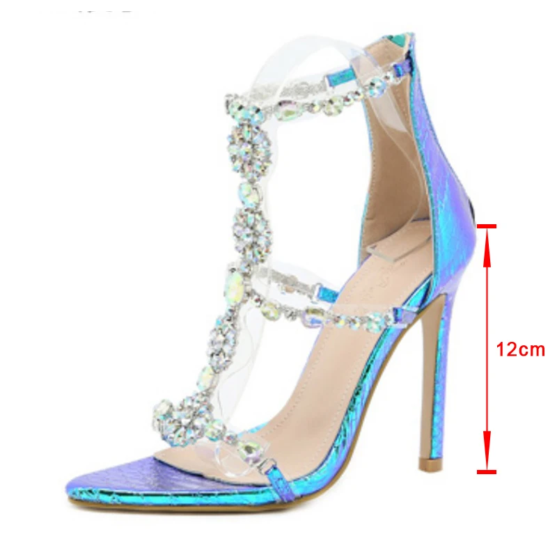 

Women Sandals 2021 Summer Thin Heels Woman's Shoe Crystal Party Pumps Pointed Toe Female Sandal Open Toe Fashion Footwear New