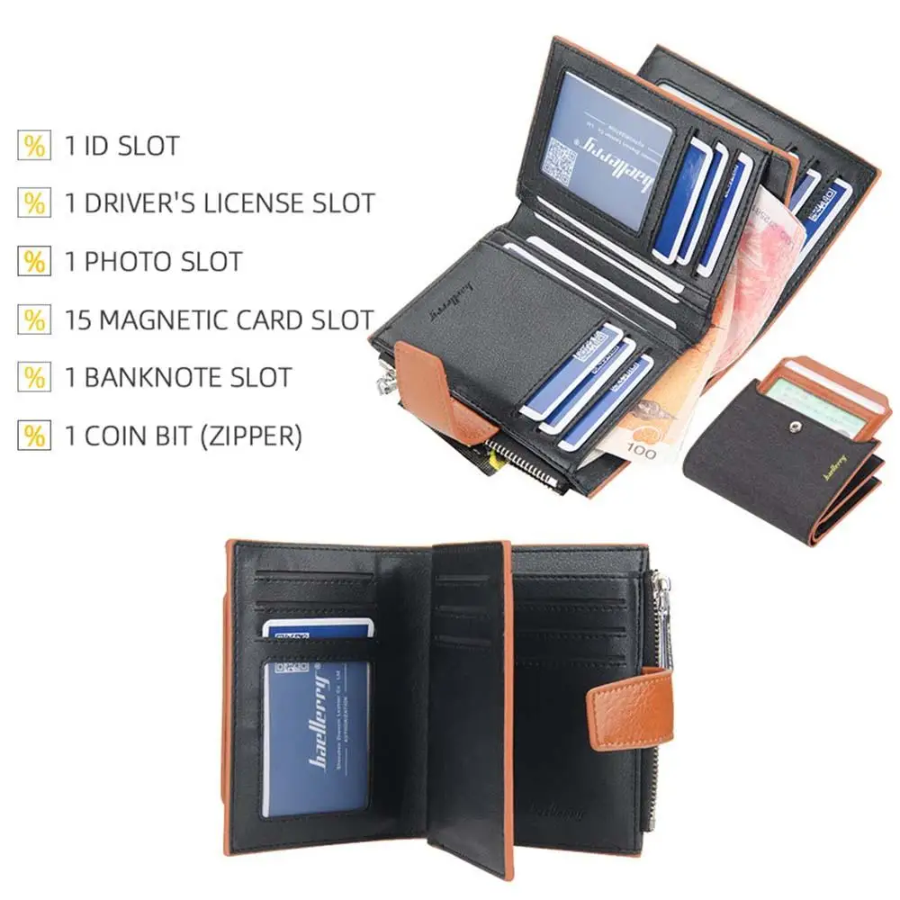 

2021 Fashion Men Wallets Short PU Leather Quality New Male Purse Vintage Card Holder Brand Wallet For Men Carteria