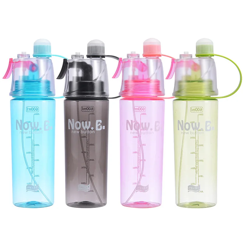 

600ML Spray water bottle with straw BPA Free Outdoor Water Bottle Sports Bottles Eco-friendly with Lid Hiking Camping Plastic