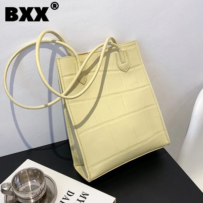 

[BXX] Simple PU Leather High Capacity Bags For Women 2021 Autumn Branded Shoulder Bag Handbags Trending Luxury Hand Bag HS282