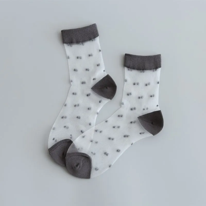 Женские носки cristal seda punto chica punto imprimir transparente verano zapatillas invisibles calcetines mujer harajuku fuzzy - Цвет: pattern type	solid4