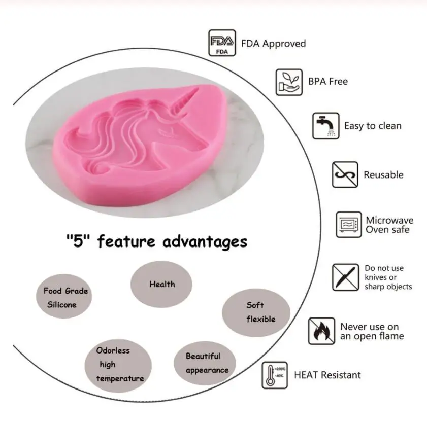 В форме единорога Фондант для форм кекса торт 3D Еда Класс силиконовая форма