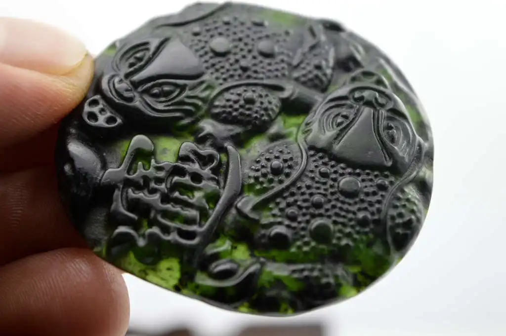 LETSFUN Изящные Ювелирные изделия китайская Нефритовая резьба черный Нефритовый