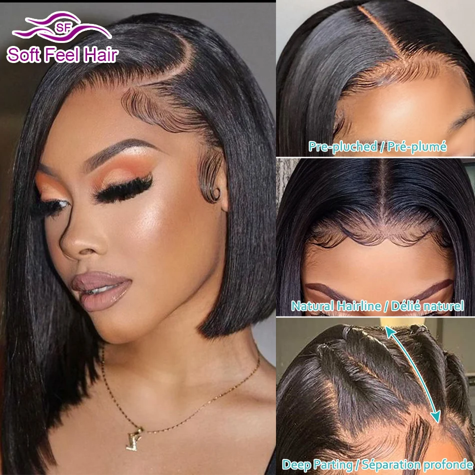 Bob Wig Lace Front Human Hair Wigs 13x6 HD Lace Frontal Wig Pre Plucked Lace Closure Wig For Women Short BOB Wig Soft Feel Hair