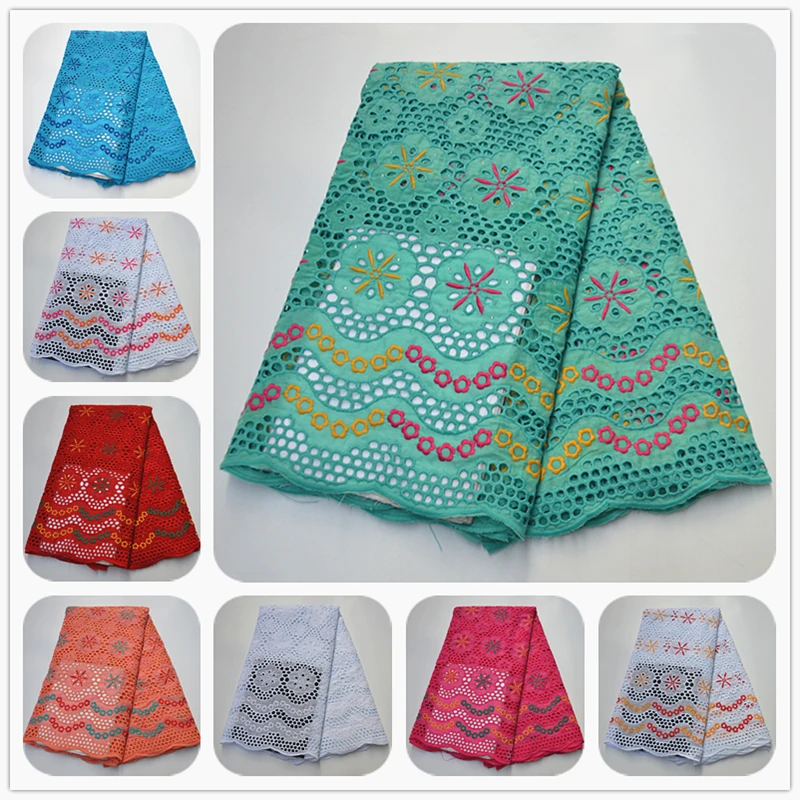 

Alisa Swiss Voile Lace Fabrics With Embroidery Lace 5 Yards/pcs African Dry Lace Fabrics With Stones For Fashion Big Occasion