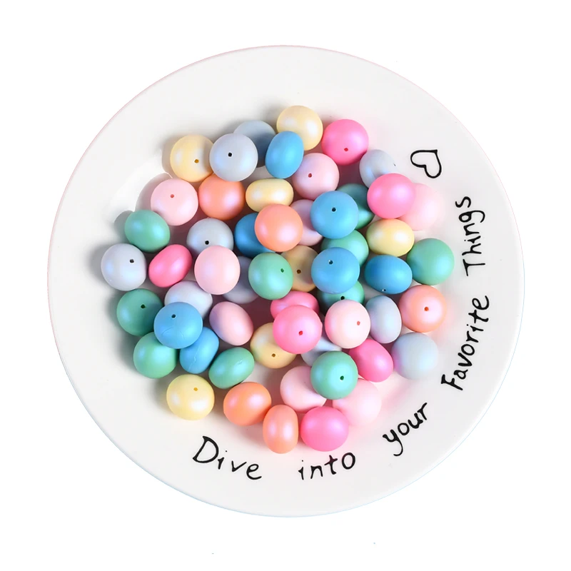 

15mm Mixed Acrylic Beads Plastic Oval Ball Half Hole Spacer Beads For Headwear Hairpin Jewelry Making 20pcs