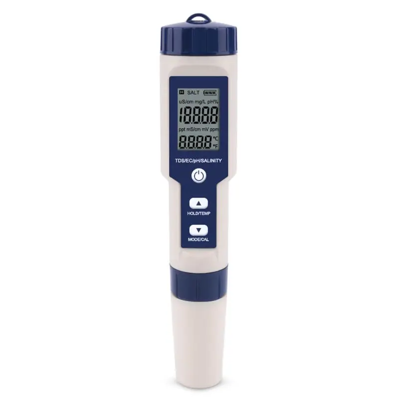 

PH Tester 425D 5 in 1 TDS/EC/PH/Salinity/TEMP Water Quality Tester With Electrode Replaceable Tools Aquarium