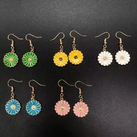 korean daisy flower drop earrings cute sunflower dangle earrings for women girls lovely summer fashion jewelry gifts