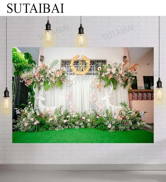 

Valentine's Day Backdrop Photographic Backgrounds Birthday Wedding Flower Elk Girl Portrait Decoration Photo Studio Photocall