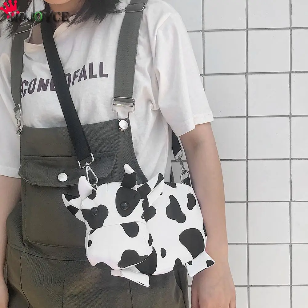 

Popular Simple Female Daily Bag Cartoon Cow Print Women Shoulder Handbag Oxford Cloth Small Crossbody Phone Bag